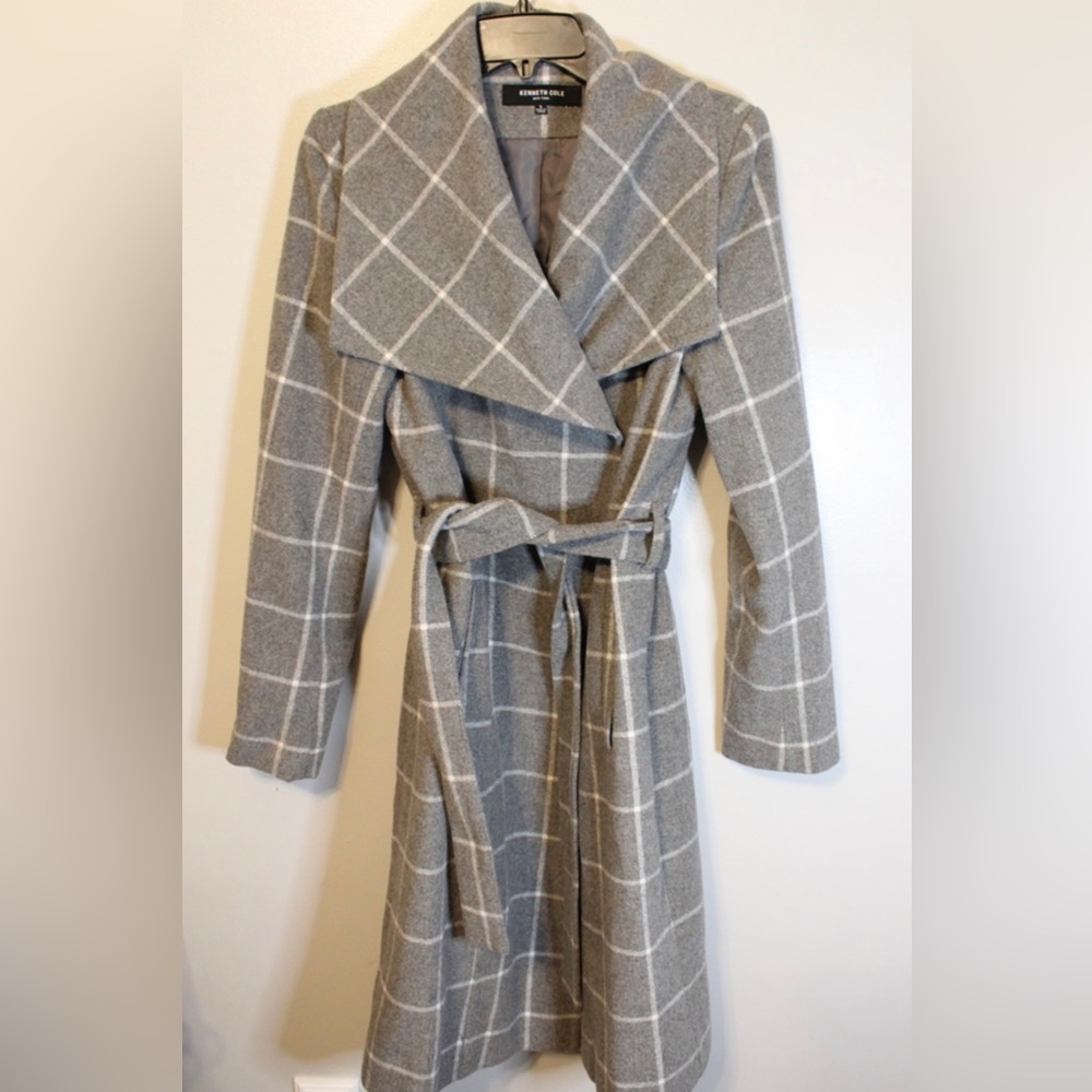 Kenneth Cole Long wrap belted coat